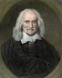 Retrato de Thomas Hobbes (1588-1679) filósofo inglês. Gravura a cores do século XIX.