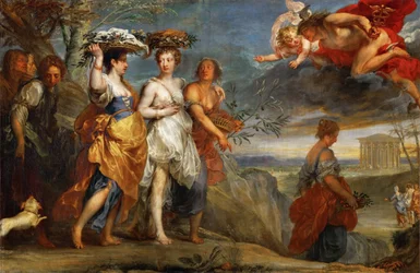 Mercure rencontre Herse - Mercúrio encontra Herse - Jan Boeckhorst (1604-1668). Óleo sobre tela