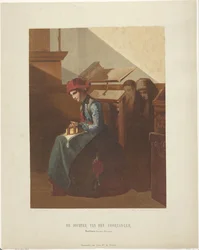 Mulher Hindeloopen no interior da igreja A Filha do Cantor (título da série no objeto)