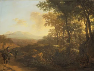 Paisagem italiana com motorista de mula