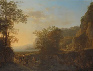 Paisagem italiana com vista para um porto