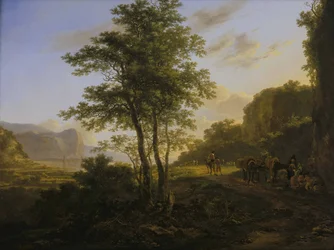 Paisagem italianizada com viajantes