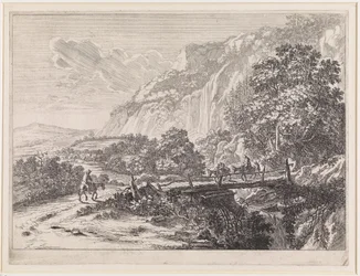 Paisagem com ponte de madeira perto de Sulmona, nas proximidades de Tivoli