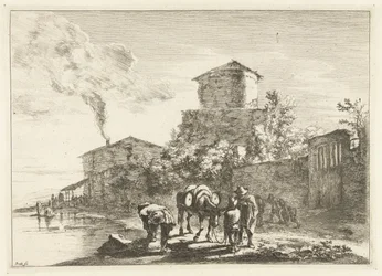 Homens e uma mula na Via Appia Paisagens ao redor de Roma (título da série)