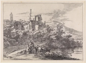 Duas vacas junto à água perto de Tivoli