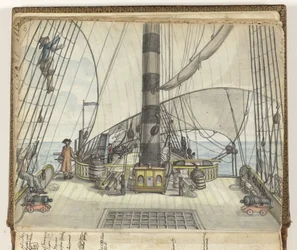 Vista de convés de um navio COV para o mastro principal