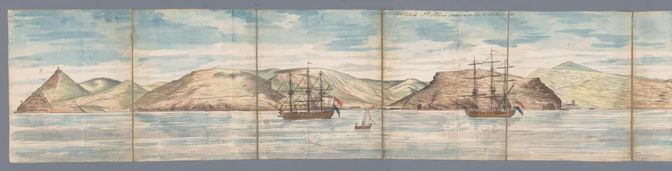 Vista de Santa Helena
A Ilha de Santa Helena tirada da Rhee em 31 de Março de 1787 (título sobre o objecto)