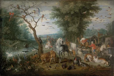 Paisagem paradisíaca com animais