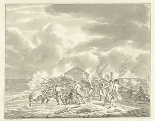 A inundação do Diemerzeedijk perto de Amesterdão, 1776