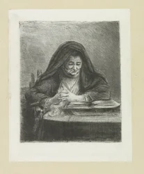 Lezende vrouw The Compleat Work of Etchings por John Chalon / Oeuvre Complette des Eaux Fortes par Jean Chalon (título da série)