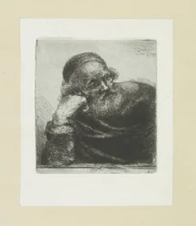 Velho, apoiando-se no seu braço direito
A Obra Completa de Etchings de John Chalon / Oeuvre Complette des Eaux Fortes par Jean Chalon (título da série)