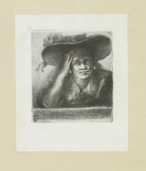 Vrouw coloca enxada redonda The Compleat Work of Etchings por John Chalon / Oeuvre Complette des Eaux Fortes par Jean Chalon (título da série)