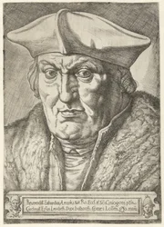 Retrato de Erard de la Marck, príncipe-bispo de Liège
Reurendill Euhardus Amarka ... Bulliacen Comes Lossen (título sobre o objecto)