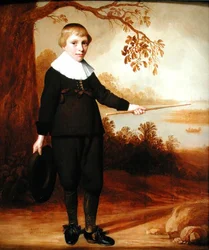 Retrato de um menino de sete anos em uma paisagem do rio, 1640