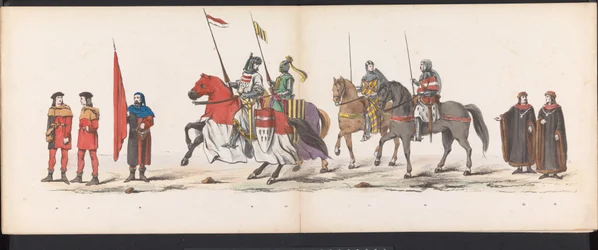 Mascarada dos estudantes de Leiden, 1865 (placa 2)
Desfile com trajes realizados pelos membros do corpo estudantil de Leiden em 6 de Junho de 1865, em celebração do 290º aniversário da Universidade de Leiden, retratando: a entrada dos holandeses em