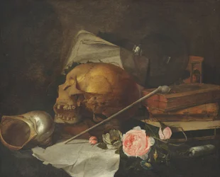 Natureza morta com caveira, c.1650 (óleo sobre tela)