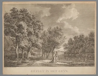 Paisagem com um casal a caminhar ao longo das margens do rio Gein
Vista da Gein (título sobre o objecto)