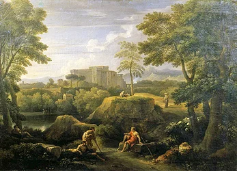 Paisagem com figuras (óleo sobre tela)