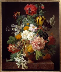 Jarra de flores com tuberosa, pintura de Jan Frans van Dael (1764-1840), 1807, dimensões 0,65 x 0,53 m, Lyon, Musée des Beaux-Arts