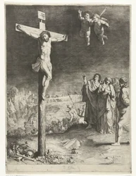 Cristo na cruz com Maria e João de luto