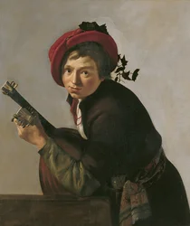 Jovem tocando um Theorbo
