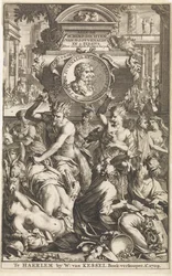 Bacanal romano
Página de título de Decius Junius Juvenalis e Aulus Persius Flaccus, Alle de schimpdichten, 1709
Alle de schimpdichten D.J.Jvvenalis en A. Persivs door verschyde dichters berymt (título sobre o objecto)
