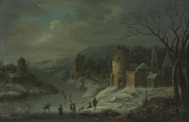 Paisagem de inverno, c. 1680-1718 (óleo sobre cobre, montado sobre madeira)