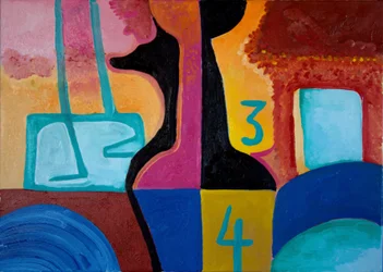 Anubis traz Números básicos, 2010 (óleo sobre tela)