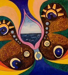 A Borboleta sussurra: Hoje nos nasceu uma criança, 2007 (óleo sobre madeira)