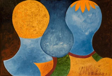 Dois gêmeos, mas apenas um Orange Crown, 2005 (óleo sobre madeira)