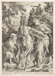 Minerva e Mercúrio armando Perseu para seu encontro com a Medusa