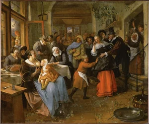 Um casamento de camponeses, c.1670 (óleo sobre tela)