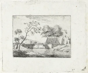 Paisagem com ponte e casa de campo