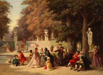 A festa no jardim (óleo sobre painel)