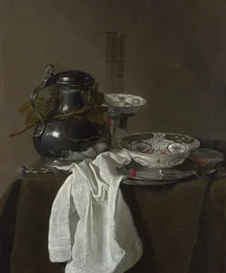 Natureza morta com um jarro de estanho e duas tigelas Ming, 1651