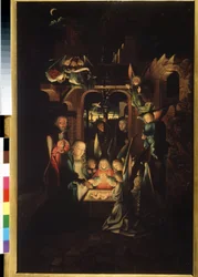 "La nativite" (A Natividade de Cristo (A Noite Santa)) Peinture de Jan Joest (vers 1460-1519) 16eme siecle Musee pouchkine, Moscou