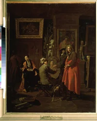 "The painter studio" Pintura de Jan Joseph Horemans the Elder (1682-1759) 1725-1730 Museu Pushkin de Moscovo