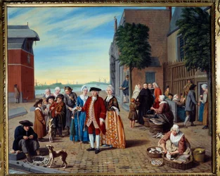 Caminhada aos Peixes e Nobres na Holanda Pintura de Jan Josef Horemans the Jeune (1714-1790) (ec.flam) 1771 Lyon, Musee des Beaux Arts