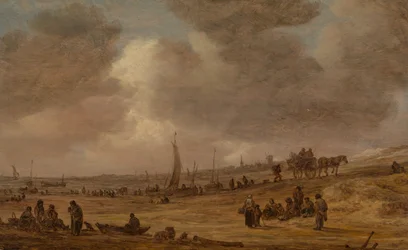 Uma praia com barcos de pesca, provavelmente 1653.