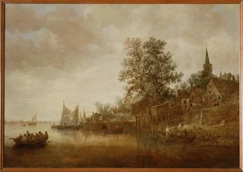 Paisagem fluvial (pintura sobre tela)