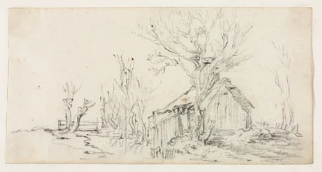 Esboço da paisagem com chalé, c. 1630