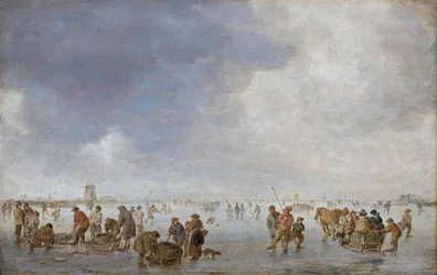 Winter Scene on the Ice - Peinture de Jan Josefsz van Goyen (1596-1656) - Oil on wood - 38,5x60 - Hallwylska Museet, Estocolmo