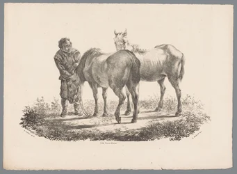 Homem e dois cavalos Beesten Studien por J. Kobell após Paul Potter Nr. 1 (título da série)