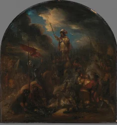 Brinio erguido sobre o escudo