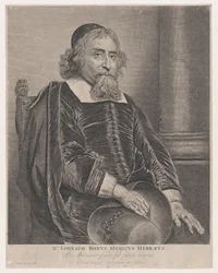 Retrato de Ephraim Bonus, médico, século XVII.