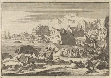 Terremoto na Jamaica destruindo a cidade de Port Royal, 1692