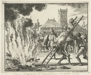 Anneken Hendriks, amarrada em uma escada, queimou em Amsterdã, 1571, 1685