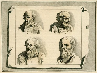 Letras gregas desenhadas na cabeça do Sumo Sacerdote como parte da unção de iniciação com óleo, 1700