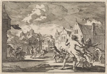 Os residentes de uma aldeia perto do Castelo de Luchow em Lüneburg são assolados por um turbilhão em que as aves caem mortas do céu, 1671