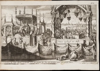 A Grande Bênção das Águas em Moscou (cerimônia religiosa anual com procissão) - Obra de Jan (Johannes) Luyken (1649-1712), gravura (20,1x30 cm)
